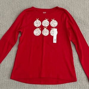 🩷 Women’s Red Long Sleeve Christmas Ornament Shirt Size Small Runs Big